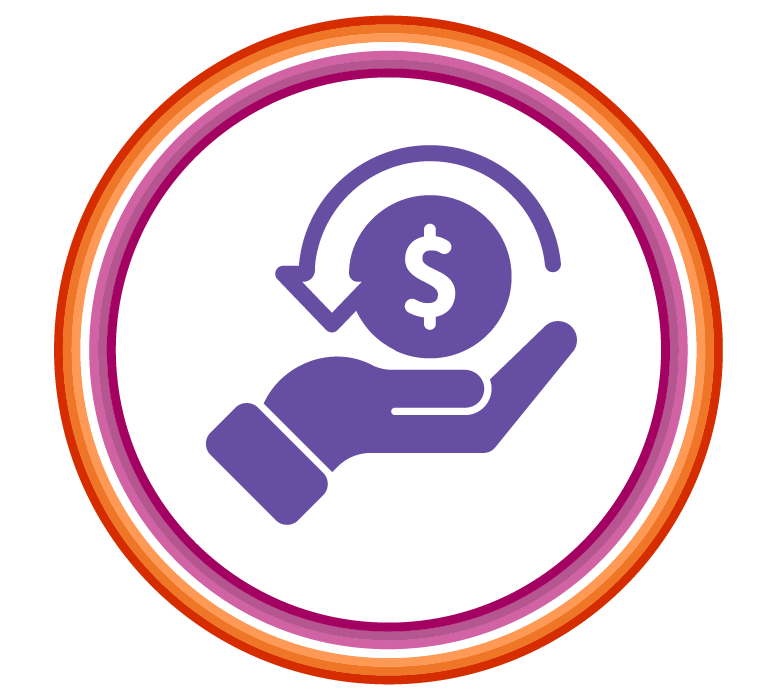 icon of a hand and recurring payment